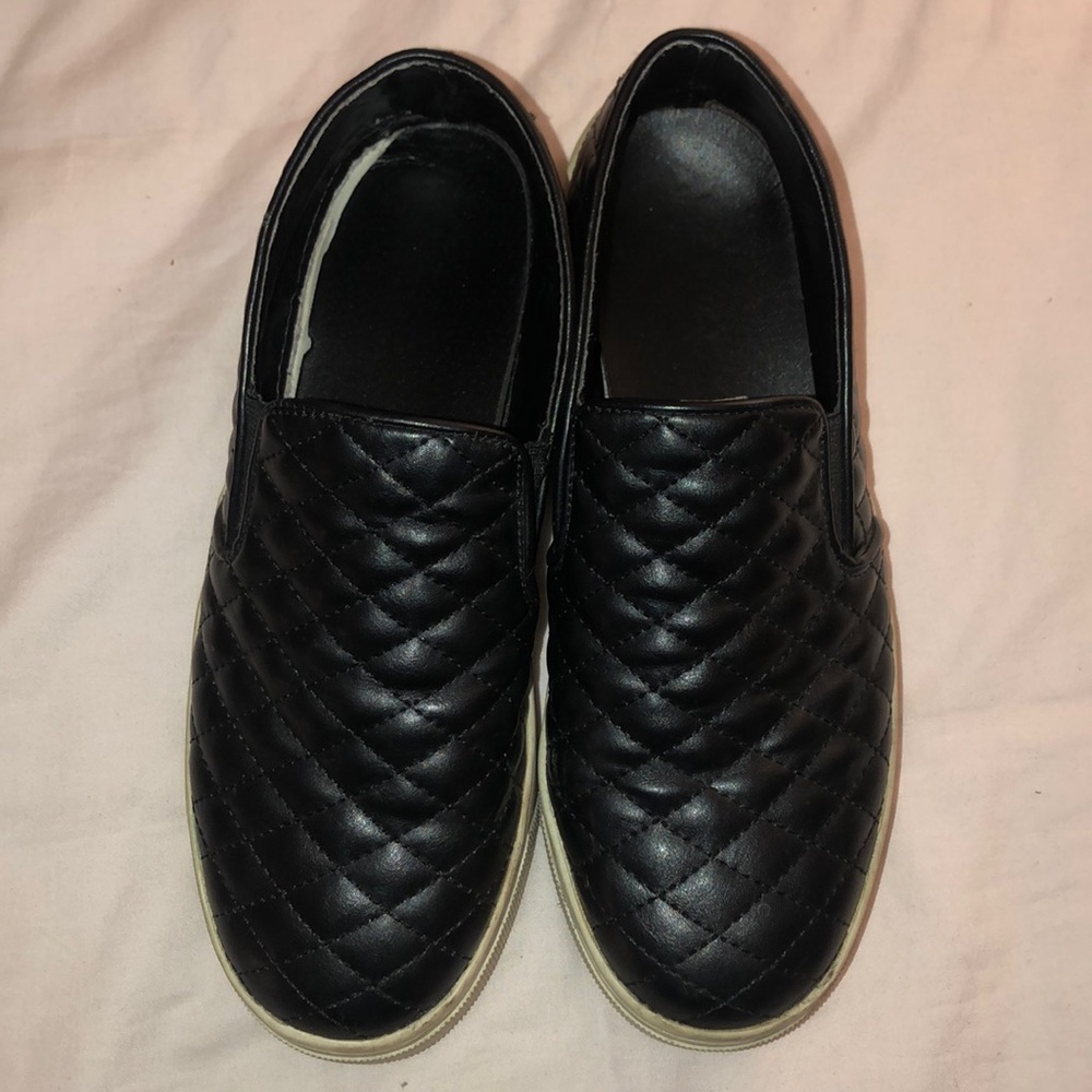 Women’s Black Pleather Slip Ons